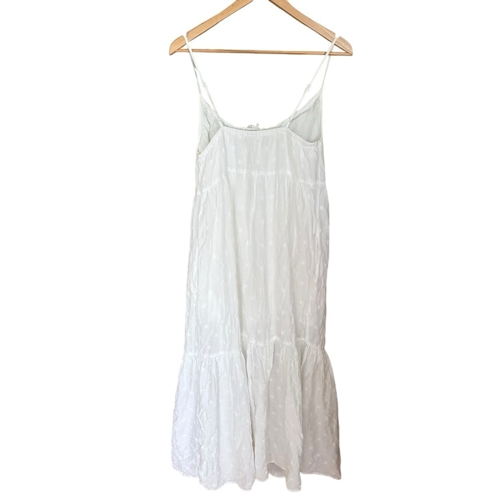 Old Navy White Cottagecore Swiss Dot Tiered Maxi Dress Tie Front Boho S - Picture 7 of 10